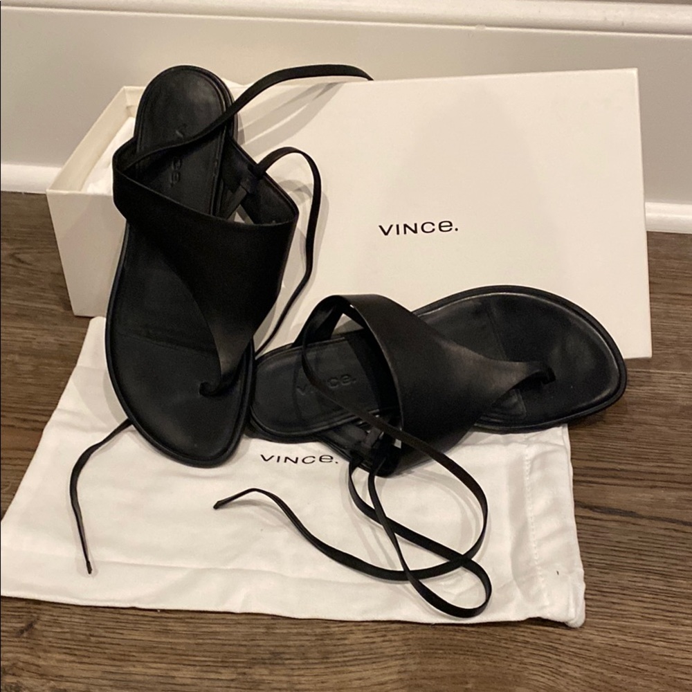 Vince Black Gladiator Sandals Minimalist Design